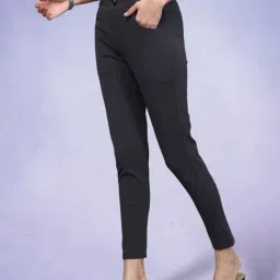 FITHUB Dark Grey Slim Fit High Rise Trousers image 3