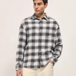 The Bear House Grey Relaxed fit Checks Shirt-image-41