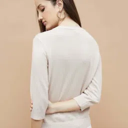 Fame Forever By Lifestyle Beige Cotton Regular Fit Top image 2