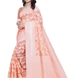 Supro Lifestyle Floral Linen Blend Kanjeevaram Saree image 5