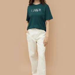 fame forever by lifestyle Fame Forever Dark Green Cotton Regular Fit Printed T-Shirt image 4