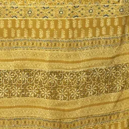Unnati Silks Yellow Printed Saree With Unstitched Blouse image 3