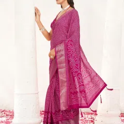 Tikhi Imli Pink Printed Ready To Wear Saree with Unstitched Blouse image 4