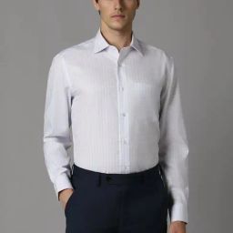 Louis Philippe White Cotton Regular Fit Checks Shirt-picture-47