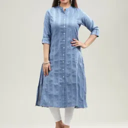 Cotton Culture Blue Textured Kurta-image-55