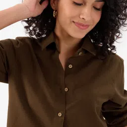 The Souled Store Brown Regular Fit Shirt image 4