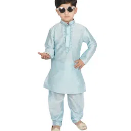 SG Yuvraj Kids Blue Embroidered Kurta with Churidars-image-24