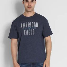 American Eagle Men Navy Logo Graphic T-Shirt-picture-21