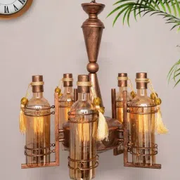 Homesake Vintage Edison Brown Metal 5-In-1 Rubbed Oil Antique Chandelier(Bulb not included)-image-17