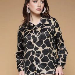 SELVIA Black & Beige Printed Shirt-picture-38