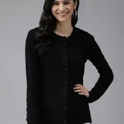 Cayman Black Woolen Textured Cardigan-picture-14