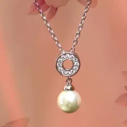 925 Silver Freshwater Pearl Drop Love Circle Pendant with 18-inch Chain for Women & Girls-image-39