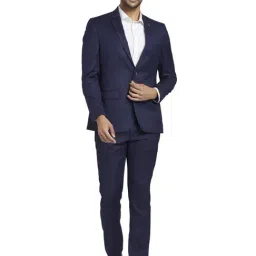 Parx Blue Regular Fit Checks Two Piece Suit-image-35
