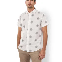 celio Celio* White Cotton Regular Fit Printed Shirts image 4