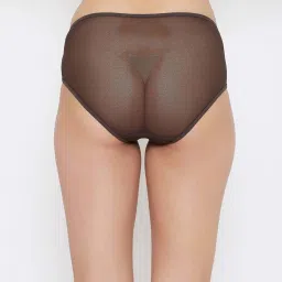 Clovia Brown Lace Work Hipster Panty image 4