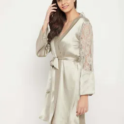 Clovia Grey Nighty With Robe image 4