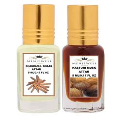 Menjewell Set of 2 Chandan-E-Khaas & Kasturi Musk Attar 10 ml-picture-41