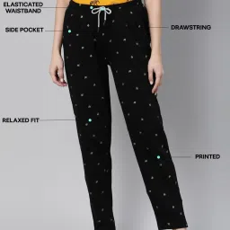 Kryptic Purple & Black Cotton Relaxed Fit Printed Lounge Pant - Pack of 2 image 4