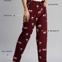 Kryptic Blue & Burgundy Cotton Relaxed Fit Printed Lounge Pant - Pack of 2 image 4