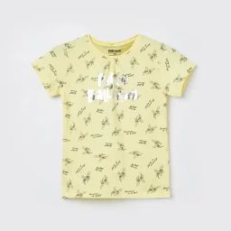 Fame Forever by Lifestyle Girls Yellow Cotton Printed T-Shirt-picture-8