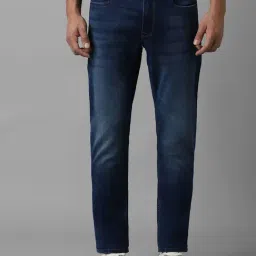 Louis Philippe Navy Cotton Regular Fit Jeans-image-62