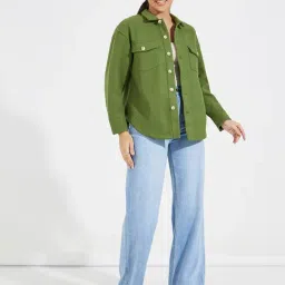 Styli Green Plain Jacket image 4