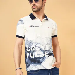 Sf Jeans By Pantaloons Lily White Cotton Slim Fit Printed Polo T-Shirt image 4