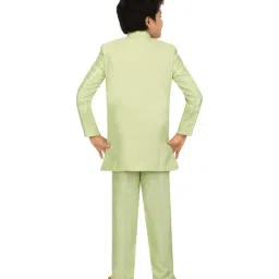 Ahhaaaa Kids Mint Green Cotton Embroidered Full Sleeves Kurta Set image 2