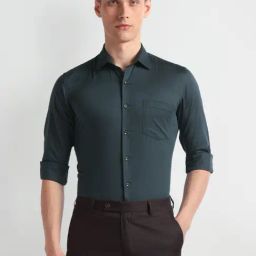 Arrow Grey Cotton Slim Fit Texture Shirt-picture-42