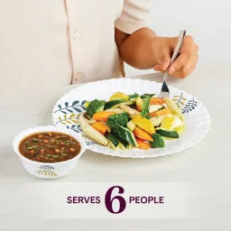 Larah by Borosil Niva Fluted White Opalware 19 Pieces Dinner Set image 4