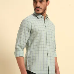 Cantabil Green Regular Fit Checked Casual Shirt image 4