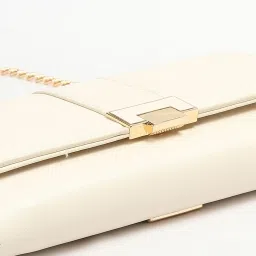Ginger by Lifestyle Off White Solid Sling Handbag image 4