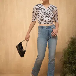 Marie Claire White Printed Crop Top image 4