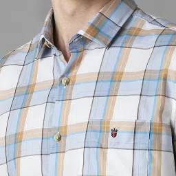 Louis Philippe White Cotton Slim Fit Checks Shirt image 4