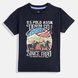 U.S. Polo Assn. Kids Boys Brand Logo Print Knitted Pure Cotton T-shirt-picture-52