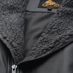 Roadster Men Black Solid Biker Jacket image 2