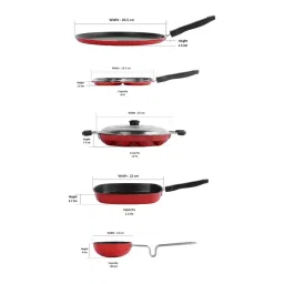 Sumeet Elegant Design Red Aluminium Cookware Set image 4