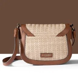 Accessorize London Brown Woven Sling Handbag image 4