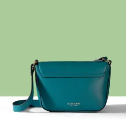 Accessorize London Teal Solid Sling Handbag image 4