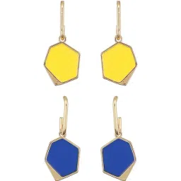 Aatmana Yellow & Blue Gold-Plated Drop Earrings for Women & Girls - Pack of 2-image-8