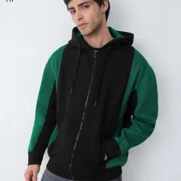 The Souled Store Black Regular Fit Colour Block Hoodie-image-96