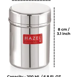 HAZEL Silver Stainless Steel Air Tight Storage Containers 200 ml - Set of 2 image 4