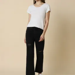 Allen Solly Black Cotton Distressed Mid Rise Jeans image 4
