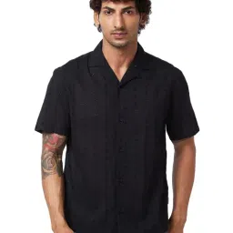 Spykar Black Cotton Relaxed Fit Embroidered Shirt-image-51
