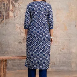 Araaha Women Ethnic Motifs Printed Regular Sequinned Pure Cotton Kurta with Trousers & With Dupatta image 4