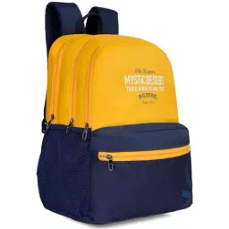 United Colors of Benetton Wilder Yellow & Navy Polyester Printed Backpack image 5