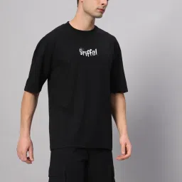 Griffel Black Cotton Loose Fit Printed Co-Ord Set image 4