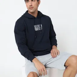 R&B Navy Regular Fit Printed Hoodie image 5