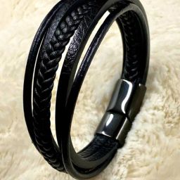 YouBella European Hot Retro Style Leather Band Black Bracelet for Men-picture-18