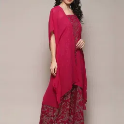 Biba Pink Straight Fit Printed Jumpsuit & Shrug image 4